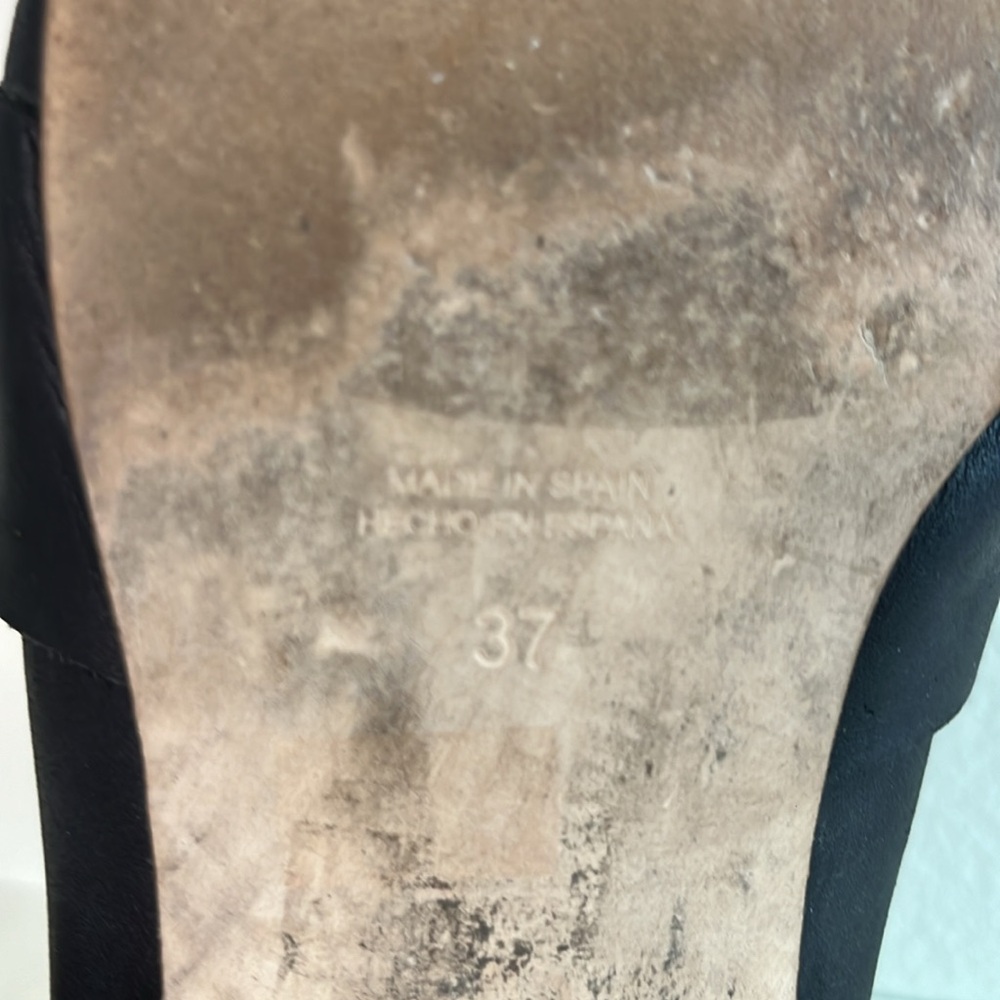 Free People Sz 37 (6.5-7) At Ease Black Leather Mules Loafers Spain 500025403 - Picture 7 of 8